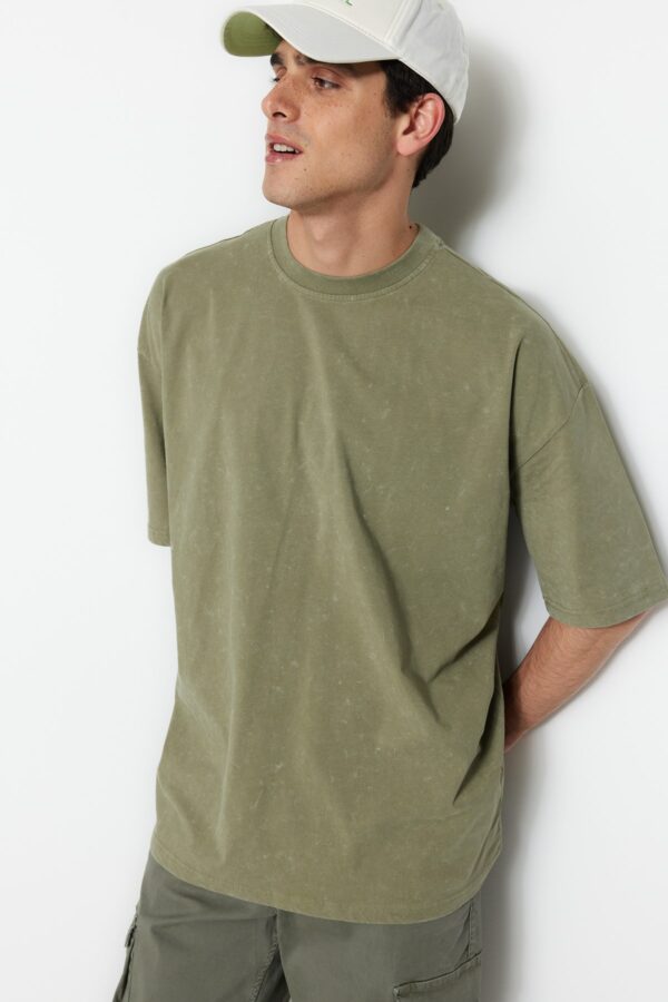 Trendyol Basic Oversize/Wide-Fit rövid ujjú viselet/Faded Effect 1 pamut póló