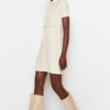 Trendyol Beige A-Line/ Bell Formal Thessaloniki/Knitted Mini Knitted Dress