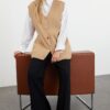 Trendyol Beige Accessory Buttoned Knitwear Sweater/Vest