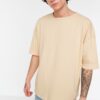 Trendyol Beige Basic 100% Cotton Crew Neck Oversize/Wide Cut Short Sleeve T-Shirt