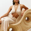 Trendyol Beige Body-fitting Knitted Accessory Blouse Skirt Beach Set