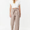 Trendyol Beige Carrot Pattern Belted Woven Trousers