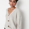 Trendyol Beige Cord Detailed Knitwear Cardigan