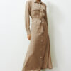 Trendyol Beige Gold Button Detailed Woven Shirt Dress