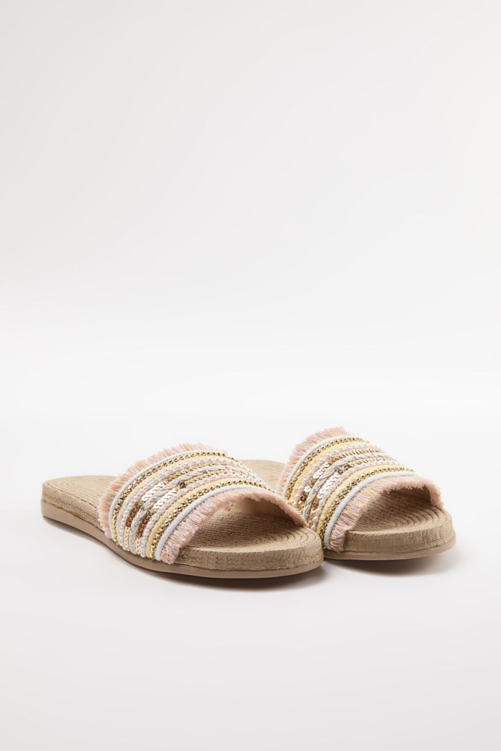 Trendyol Beige Hand Knitted Sequined Women's Slippers