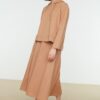 Trendyol Beige Hooded Sweatshirt-Skirt Knitted Suit