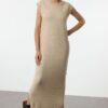Trendyol Beige Maxi Knitwear Soft Texture Slit Detailed Vest Dress
