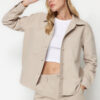 Trendyol Beige Oversize Denim Shirt Jacket