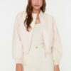 Trendyol Beige Oversize összegyűjtött részletes vízálló bombázó kabát kabát