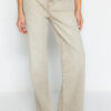 Trendyol Beige Pale Effect Vintage Normal Waist Wide Leg Jeans