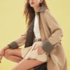 Trendyol Beige Plaid Lined Regular Midi Trench Coat