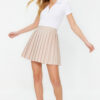 Trendyol Beige Pleat Detailed Mini Length Woven Skirt