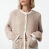 Trendyol Beige Premium Yarn/Special Yarn Soft Textured Chenille Jacket Look Knitwear Cardigan