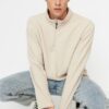 Trendyol Beige Regular/Normal Cut Stand Collar Zippered Anti-pilling Polar Fleece Warm Sweatshirt