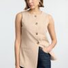 Trendyol Beige Round/Crew Neck Regular Woven Vest