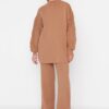 Trendyol Beige Sleeves With Openwork Braided Sweater-Pants Knitwear Suit