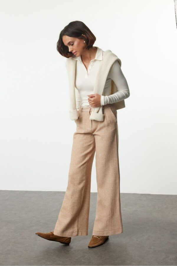 Trendyol Beige Wide Leg/Wide Leg Woven Trousers