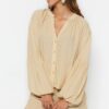Trendyol Beige Woven 100% Cotton Shirt Shorts Suit