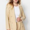 Trendyol Beige Woven Lined Double Breasted Blazer with Closure