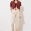Trendyol Bézs Magas Derék Jeans Breeches