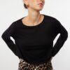 Trendyol Black 100% Cotton Oversize/Wide Fit Long sleeve Knitted T-Shirt