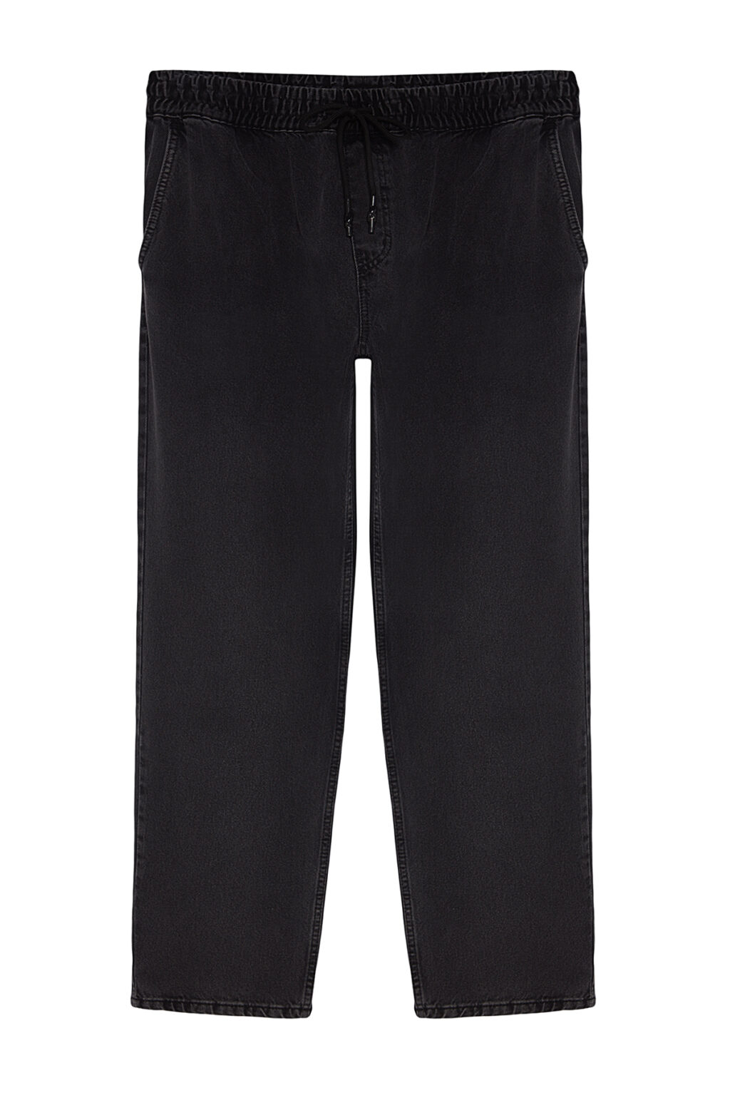 Trendyol Black 100% Cotton Regular Fit Elastic Waist Jeans Wide Jeans