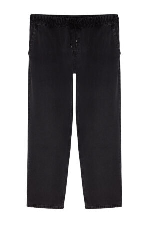 Trendyol Black 100% Cotton Regular Fit Elastic Waist Jeans Wide Jeans