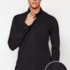 Trendyol Black 100% Cotton Slim Fit Comfortable Flexible Button-down Collar Basic Shirt