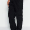 Trendyol Black 100% Cotton Wide Cut Cargo Pocket Jeans Loose Jeans
