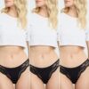 Trendyol Black 3-Pack Cotton Lace Brazilian Knitted Panties