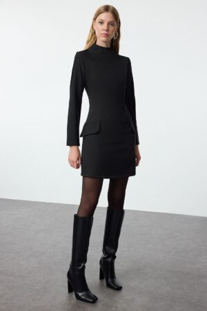 Trendyol Black A-Line Pocket Detailed Mini Woven Dress