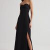 Trendyol Black A-Line Strapless Woven Long Elegant Evening Dress