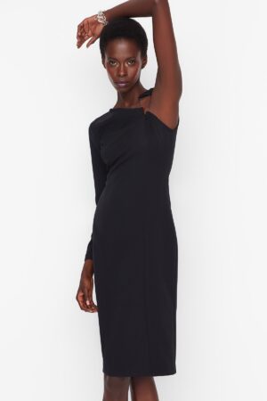 Trendyol Black Accessorized Woven Evening Dress