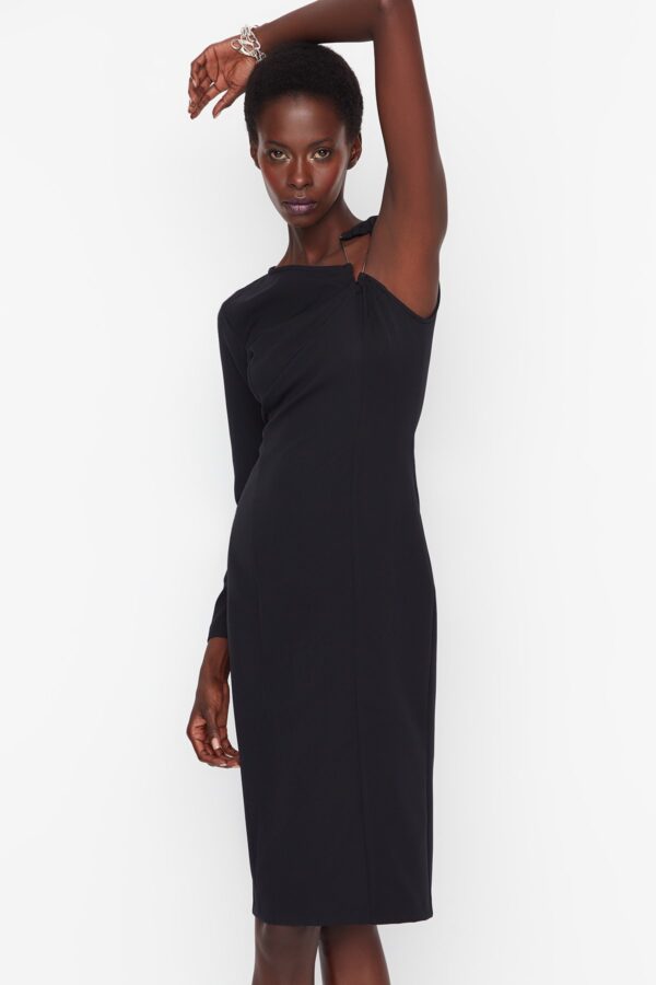 Trendyol Black Accessorized Woven Evening Dress
