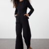 Trendyol Black Accessory Detailed Double Breasted Cut Woven Jumpsuit
