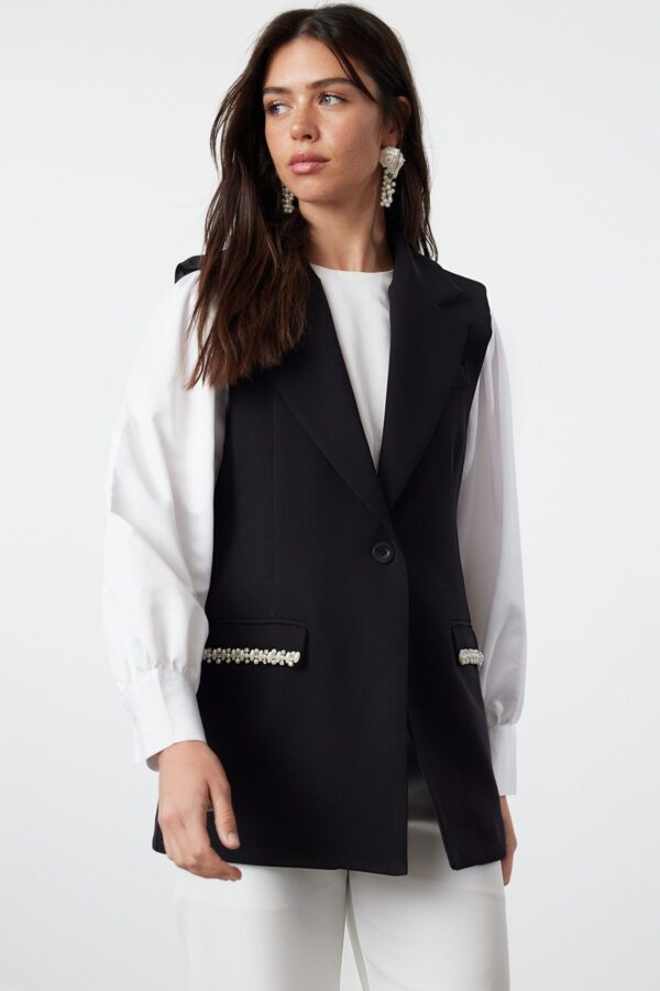Trendyol Black Accessory Detailed Fabric Woven Vest