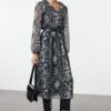 Trendyol Black Animal Belted Midi Woven Dress