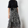 Trendyol Black Animal Patterned Lined Woven Skirt