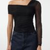 Trendyol Black Asymmetric Collar Body-Smoothing Flexible Knitted Blouse