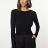 Trendyol Black Backless Slim/Fitting Regular/Normal Length Knitted Blouse