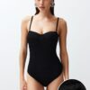 Trendyol Black Balconette Textured Hipster Swimsuit