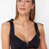 Trendyol Black Balcony Tie-Up Bikini Top