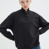 Trendyol Black Basic Stand Up Collar Zippered Rack Knitted Sweatshirt