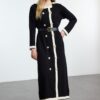 Trendyol Black Belted Buttoned Knit Color Block Dress