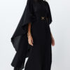 Trendyol Black Belted Cape Detailed Elegant Woven Evening Dress