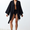 Trendyol Black Belted Mini Woven Ruffle 100% Cotton Kimono&Kaftan