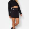 Trendyol Black Belted Mini Woven Skirt with Pocket Detail