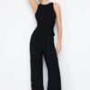 Trendyol Black Belted Snap Detailed Wide Leg Maxi Woven Jumpsuit