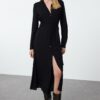 Trendyol Black Belted Viscose Midi Woven Shirt Dress
