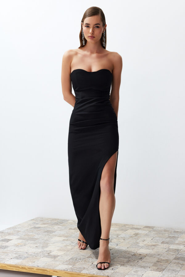 Trendyol Black Body-Sit Corset Detailed Woven Wedding/Marriage Long Elegant Evening Dress